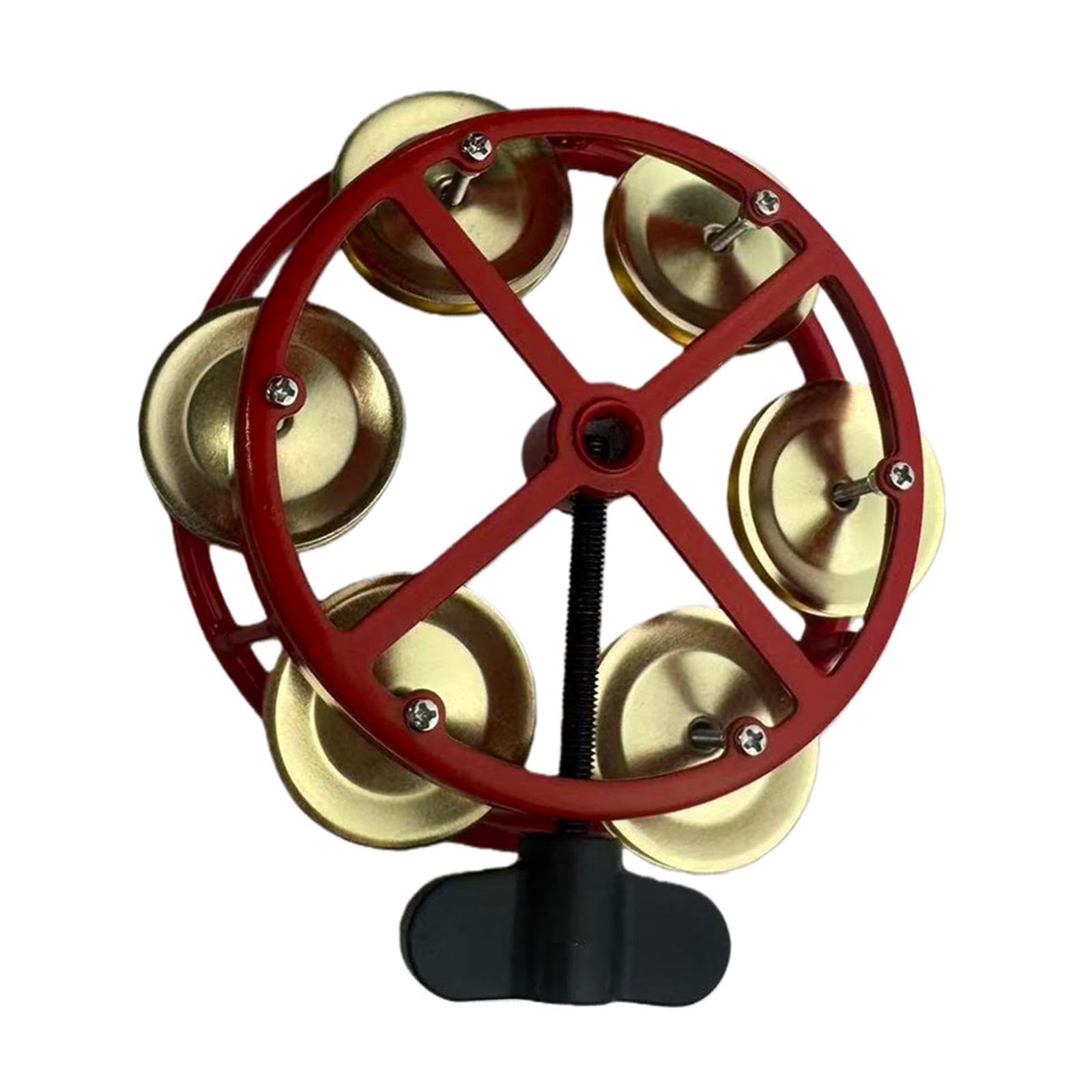 Oshhni Pandereta Hi Hat montable con de fila, accesorios de percusión compactos, piezas de musical, campana para escenarios, fiestas, KTV, Oro Rojo