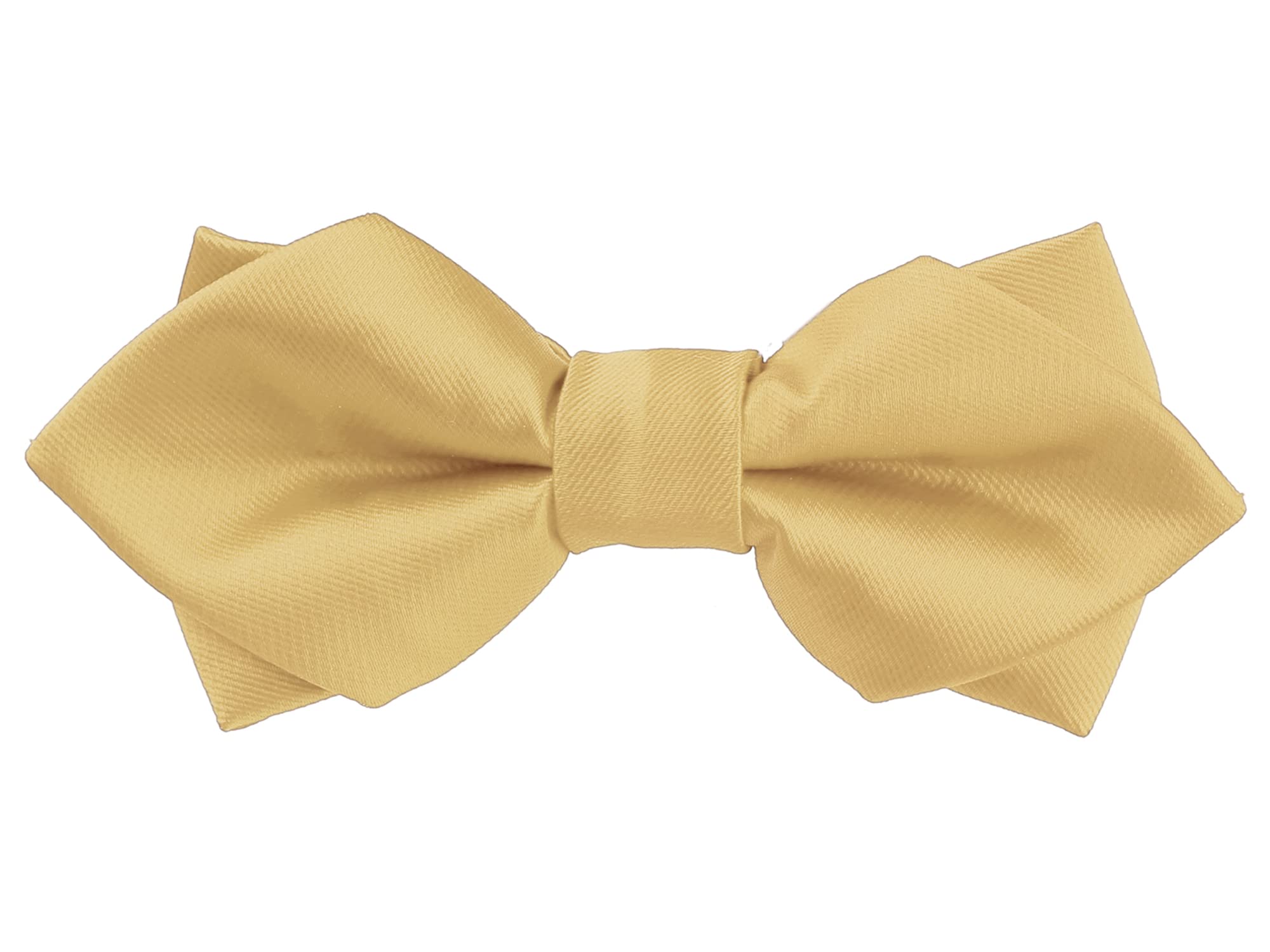 Elerevyo Men's Diamond Pointed Bowties Pre-tied Solid Bow Ties for Formal Wedding Champagne One Size