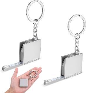 DOPENSPI 2 Pcs Mini Tape Measure Metal Keychain, 1.2m/4ft Retractable Metal Measuring Tapes Mini Keychain Tape Measure Small Square Tapes Measuring for Sewing DIY Party Favors Easy Read Metric/Inch