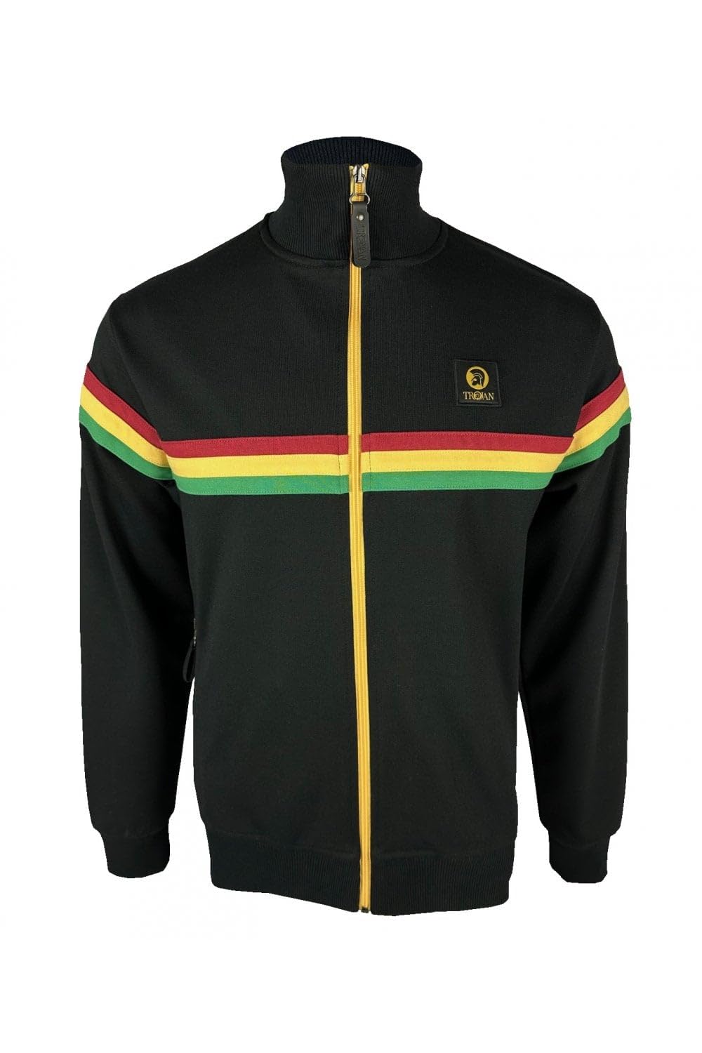 Trojan Men's Retro Stripe Long-Sleeved Cotton Track Top - TR/9002 Black