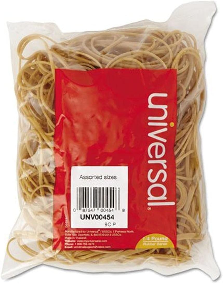 Rubber Bands, Size 54 (Assorted), Assorted Gauges, Beige, 4 oz Box