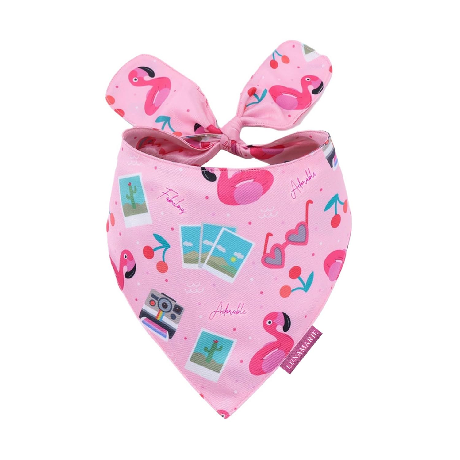 LunaMarie - Luxury Pet Birthday Bandanas -Premium & Silky Poly Fabric | 100% Handmade | Custom Shape Dual Layered (Summer Vibes, Small)