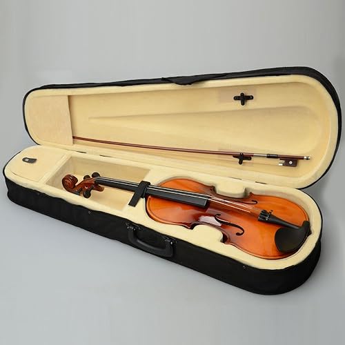 Vista 27 de Juego de viola acústica con arco de colofonia y instrumento musical, juego de viola de madera maciza barniz con funda ligera, arco y colofonia