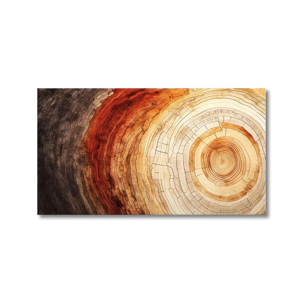 IHHGNB Colorful Tree Rings Canvas Print Poster Elegant Natural Wall Art Room Decor(75x150cm(30x59in)/No frame)