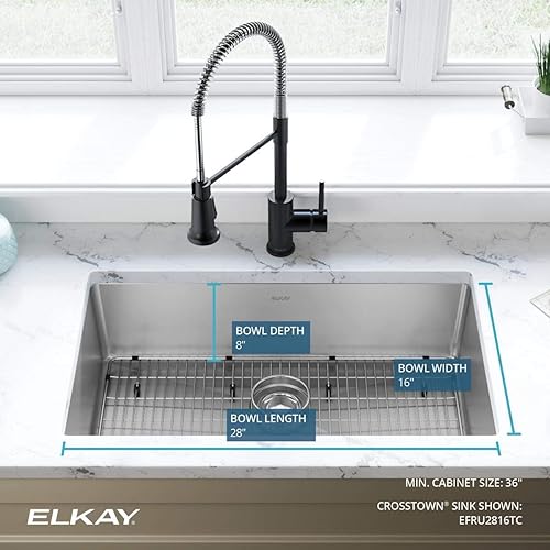 Miniatura 4 de Elkay Crosstown - Kit de fregadero de acero inoxidable calibre 16 de 30-12 x 18-12 x 8 pulgadas
