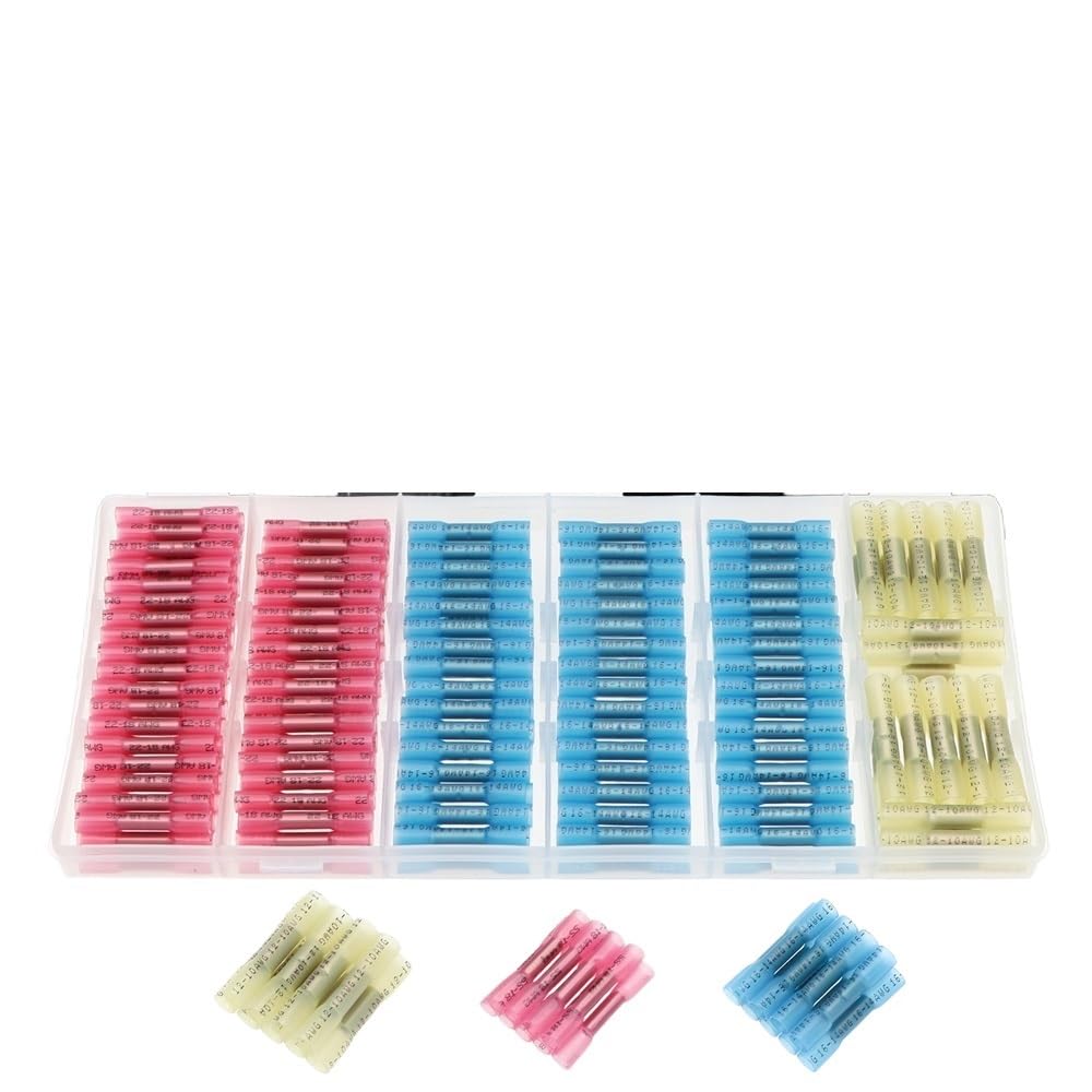 QMKADFQXF 240Pcs Solder Seal Wire Connectors Kit, Heat Shrinkable Butt Connectors Waterproof and Insulated Electrical Wire
