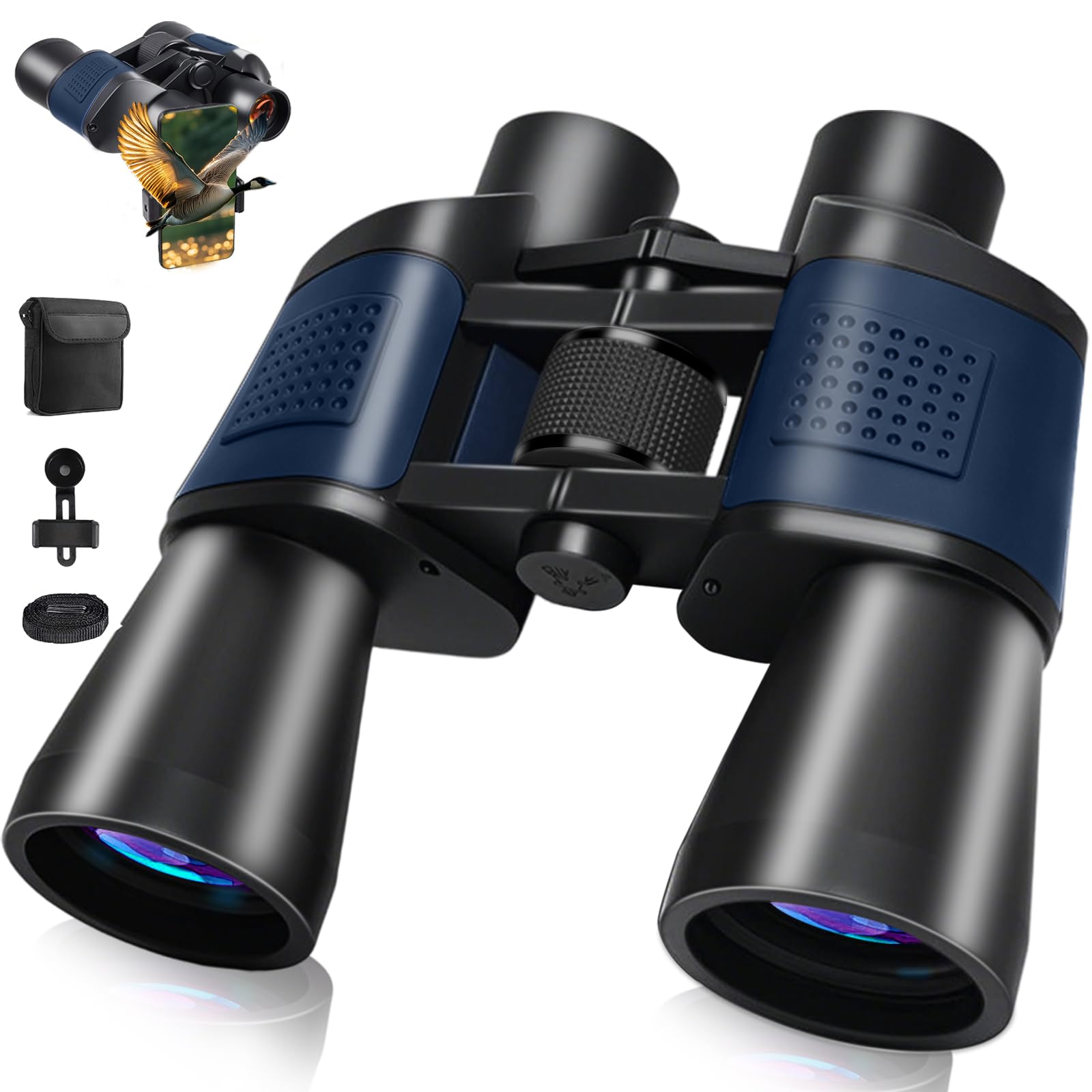 Jumelles 20 x 50 pour Adultes avec Vision Nocturne BAK4 Prism FMC Objectif HD Jumelles compactes étanches avec Adaptateur Smartphone pour l'observation des Oiseaux, Les Voyages, la Chasse, Le Sport