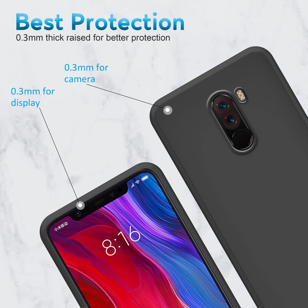 EbestStar Cover Per Xiaomi Pocophone F1 - Custodia Silicone Trasparente TPU + Vetro Temperato 9H, Antiurto, Morbida - 4