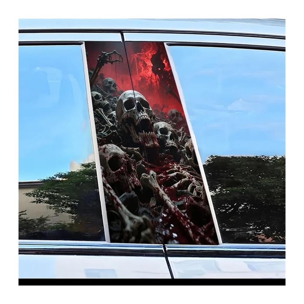 Car Parts 2pcs Car Center Pillar Protection Stickers Skull Pattern Scratch Resistant Film