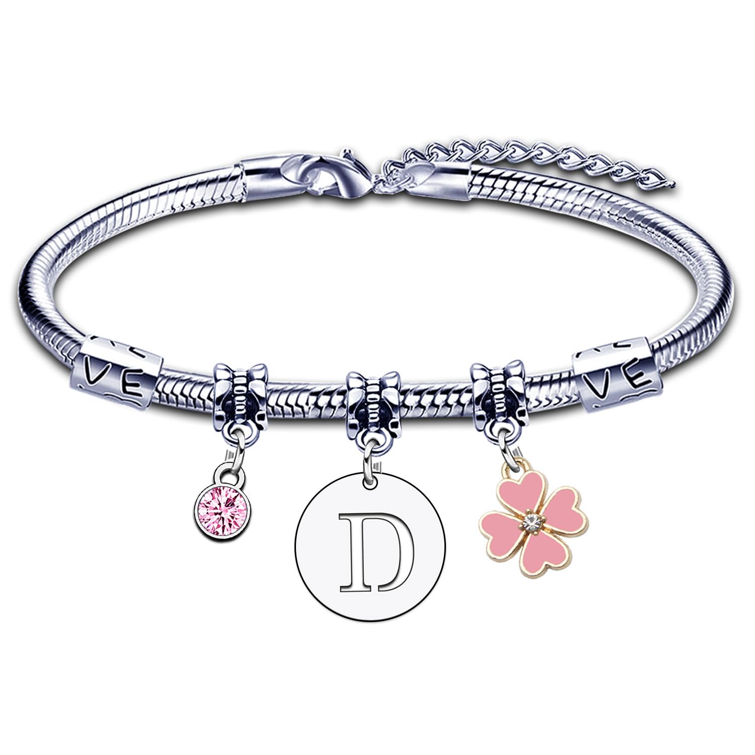 KJKJKJ A-Z 26 Lettera Iniziale Ciondolo Bracciale Donne Natale Regalo Personalizzazione Idee Regalo di Compleanno Bracciale,Figlia Sorelle Amici Amante Compleanno Natale Laurea Regalo Bracciale