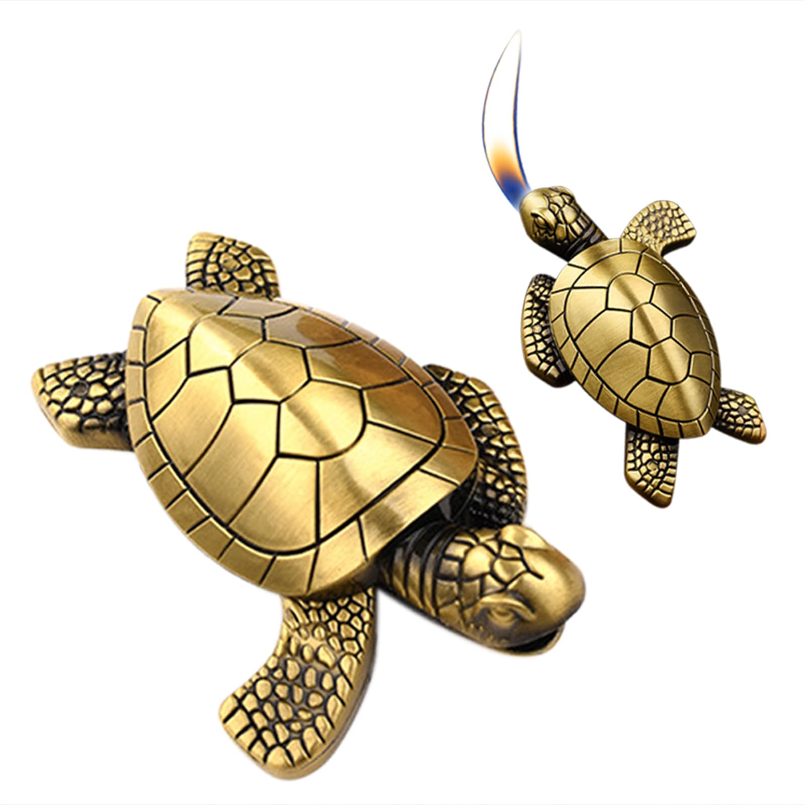 Torch Lighter - Turtle Shaped Refillable Gas Adjustable Flame Lighter, Unique Gift for Men & Women, Decorative Tabletop Lighter for Home & Office (