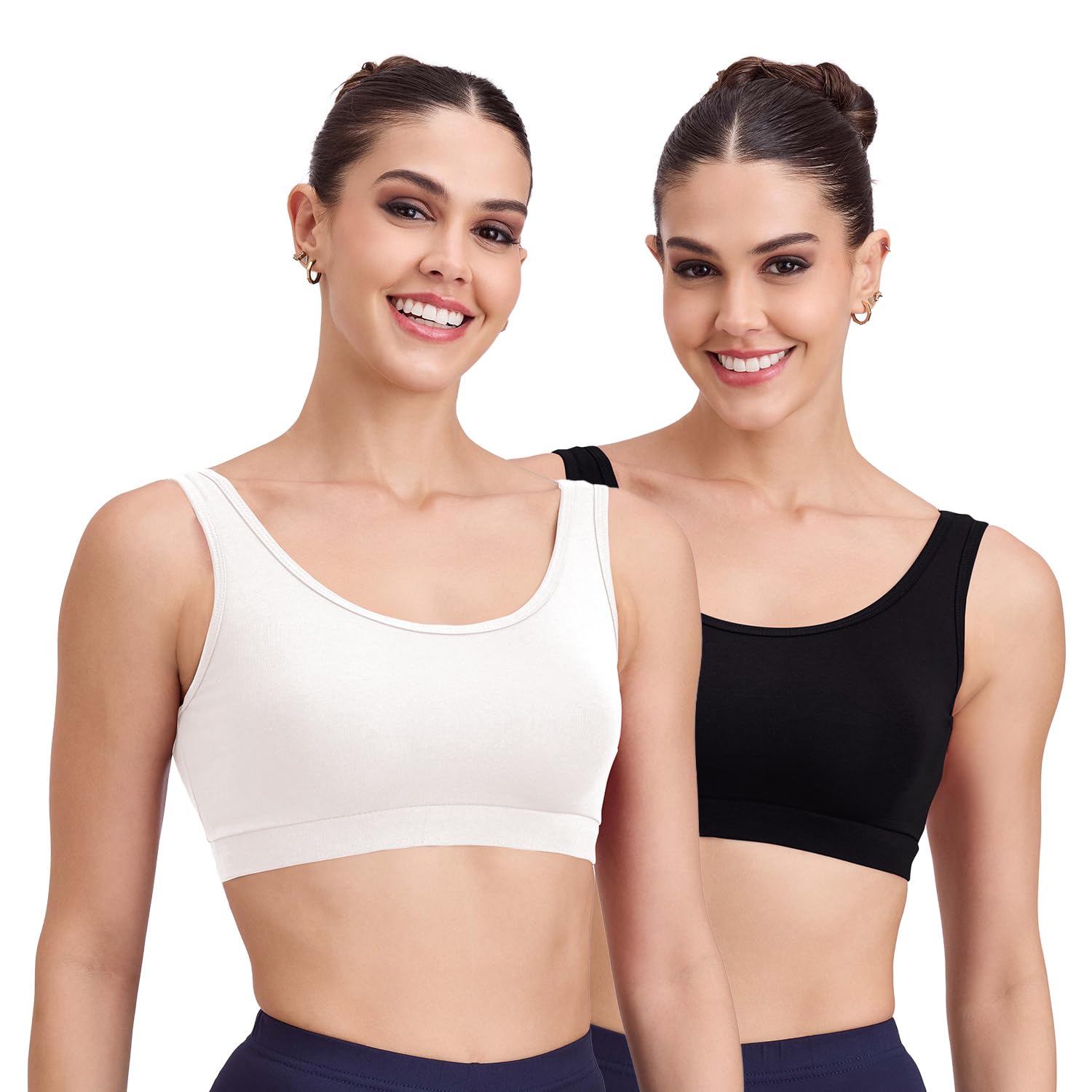 Women Reversible Sports Bra Wear from Both Sides Cotton Lycra Wirefree Pack of 2-picture-29