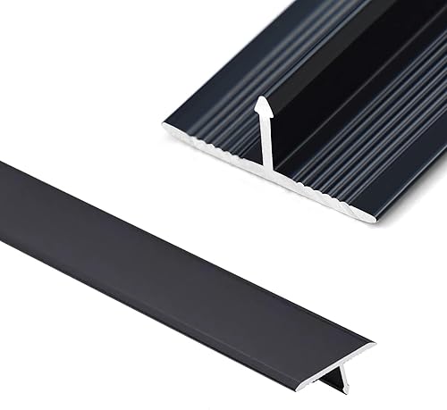 Tira de transición de puertaazulejoalfombra a azulejo, tira de transición de piso moldeado en T de aluminio de oro negro, tira divisora plana de