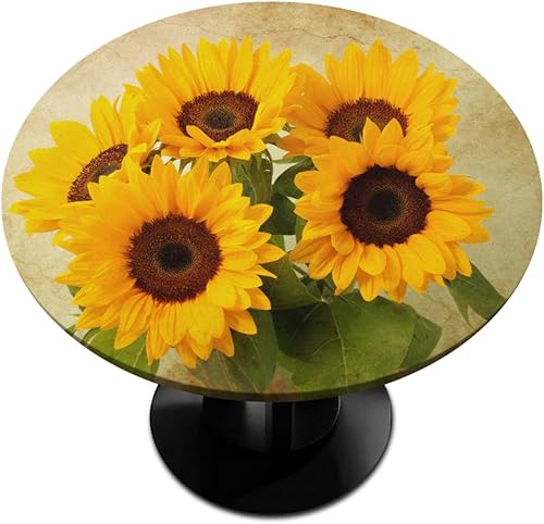 Miniatura 24 de Mantel redondo ajustado con diseño de mandala de flores, mantel circular bohemio y colorido con borde elástico, impermeable, lavable, de poliéster