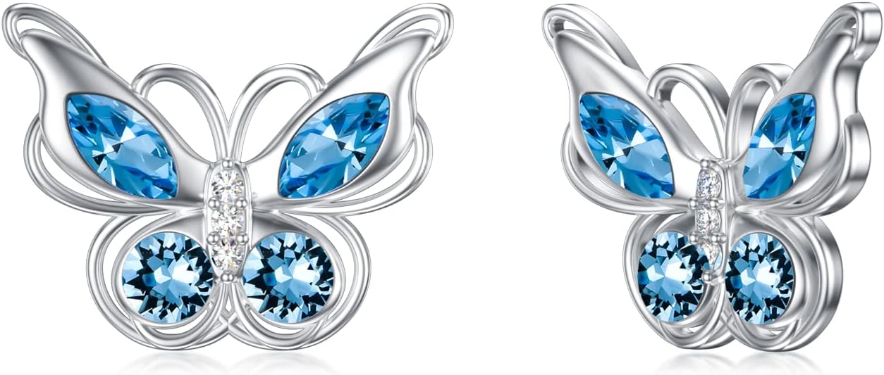 Flpruy Schattige dieren oorbellen 925 sterling zilver, dieren oorbellen voor meisjes en kinderen, dieren oorbellen voor meisjes, vrouwen en dames, 8mm*13mm, Sterling zilver, kristal