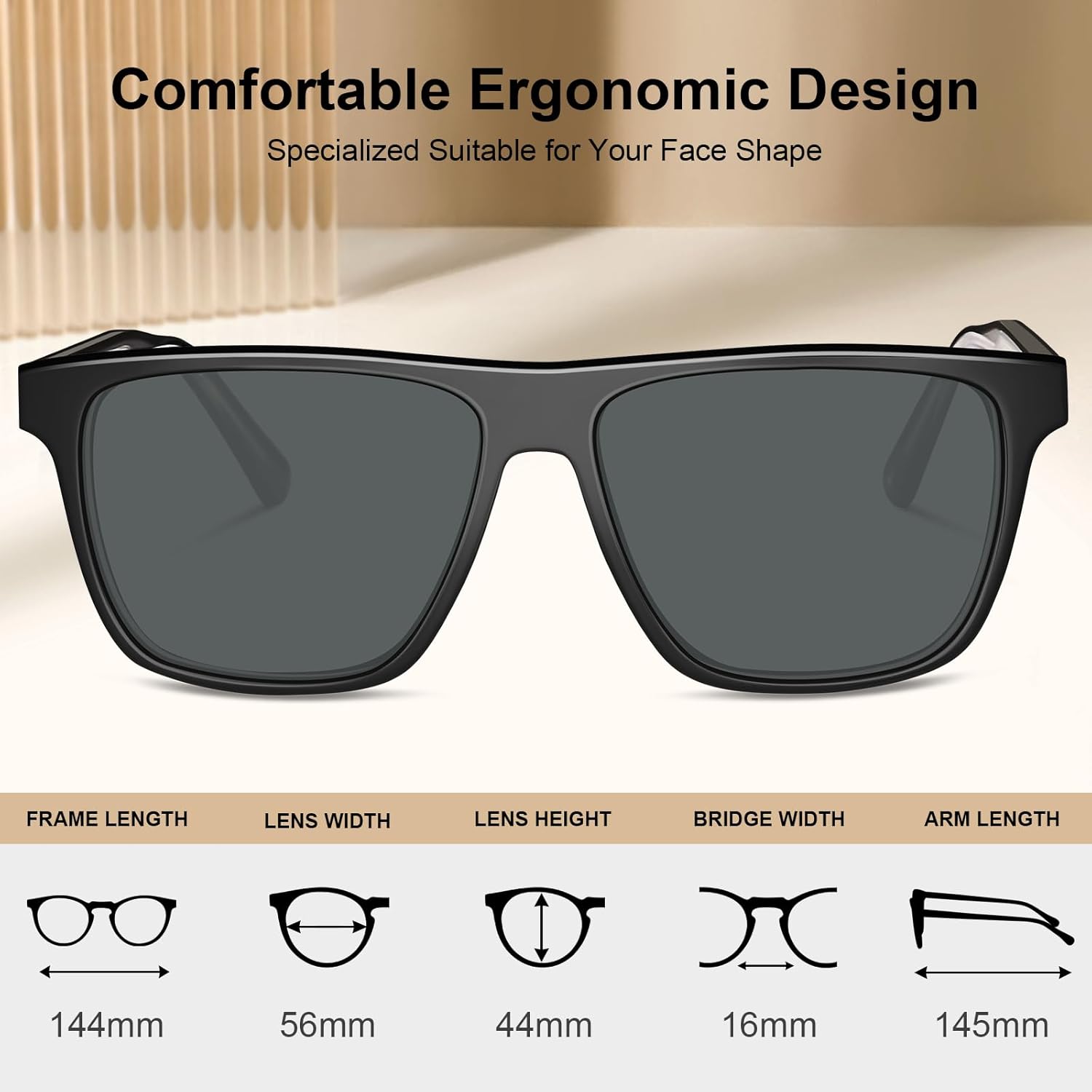 CARFIA Curved Acetate Polarized Sunglasses for Men UV Protection, Cool Retro Driving Eyewears with Embossed Pattern Wire Core