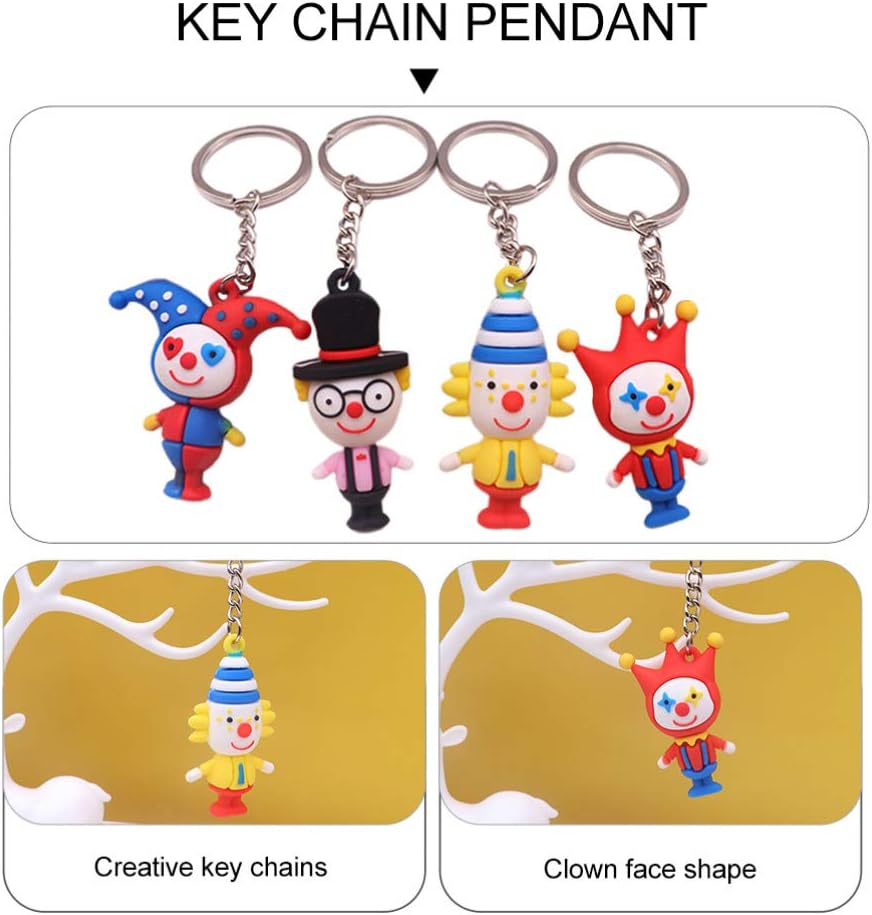 Sewroro 10Pcs Creative Clown Ornament Keychains Set Assorted Color Alloy Circus Key Rings 3.93 X 1.22 X 0.19 Inches Unique Party Decoration Accessories image 4