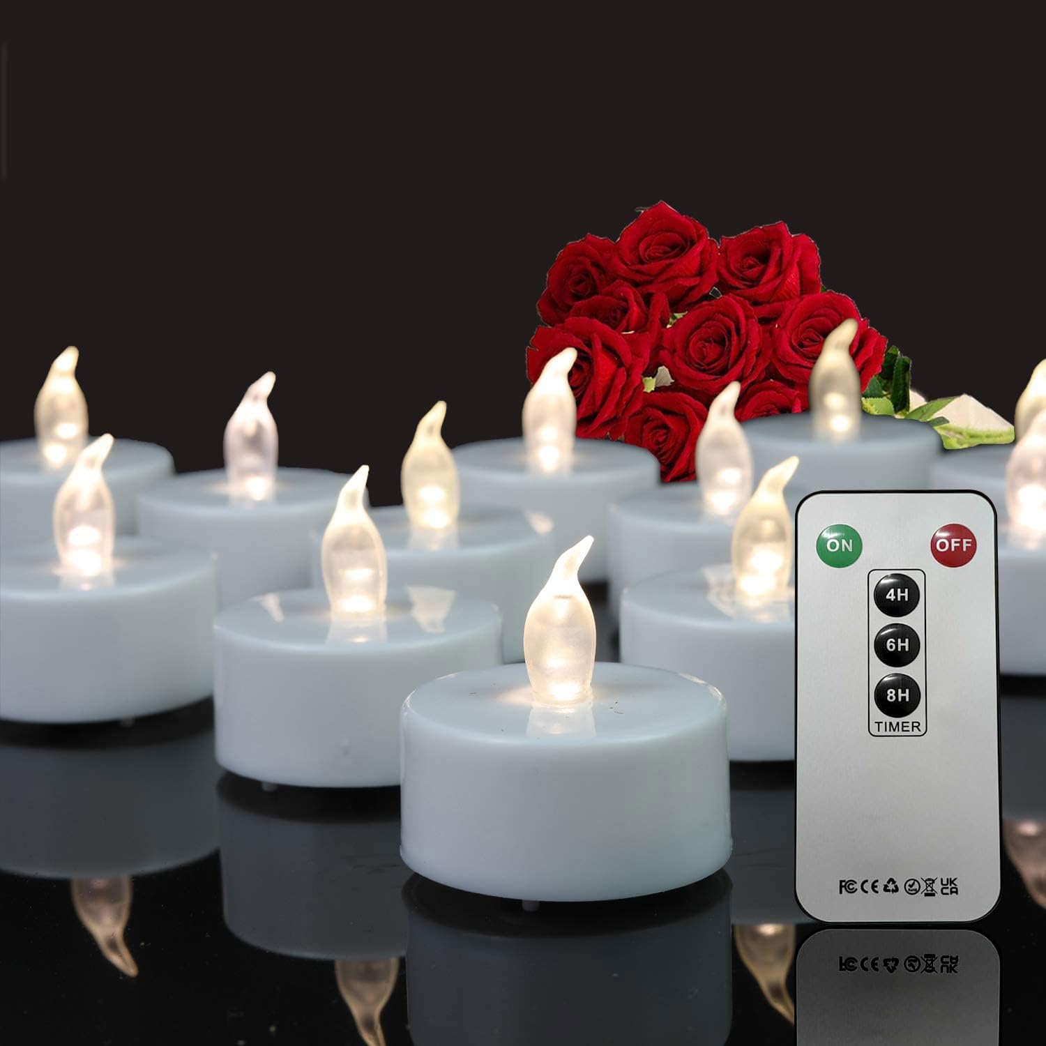 Remote Control Tea Lights Candle,Flameless Flickering Battery Operated LED Candles 12Pack with Long Lasting 400 Hours,Realistic Electric Votive for Halloween Christmas Wedding Decoration(Warm White)