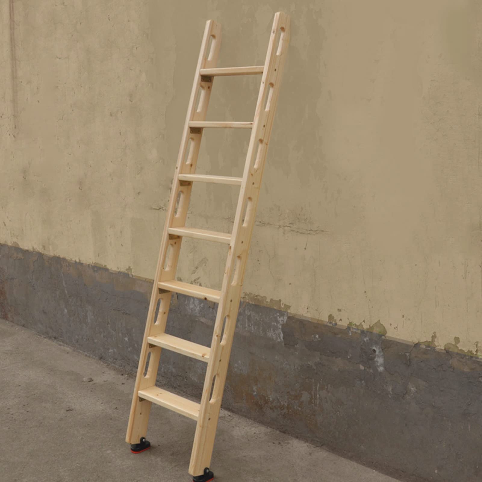 Hochbettleiter Holzbettleiter 100cm/ 125cm/ 150cm, Hochleistungs -Ersatzleiter mit Handleiter-Und Gummi -Fußpolster, RV Loft Loft Dorm Climb Leiter (Size : 4 Step 125cm/49)
