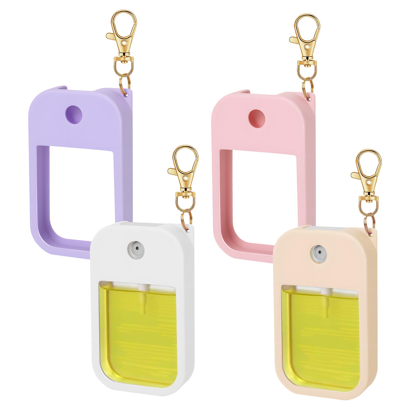 4 Pack Silicone Case for Touchland Power Mist 1oz, Leak Proof Protective Cover with Keychain, Hand Sanitizer Holder for 1 Fl Oz Bottles (Multicolor)-picture-14