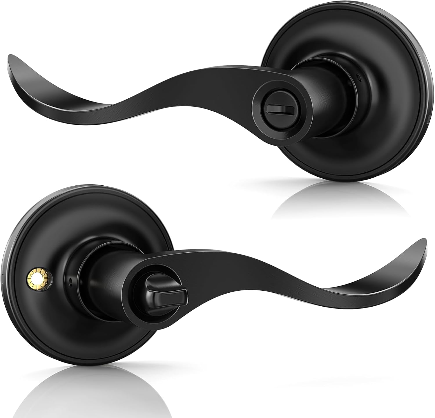 IRONZON Black Door Handle, Interior Door Handle for Privacy, Bedroom&Bathroom Door Handle, Black