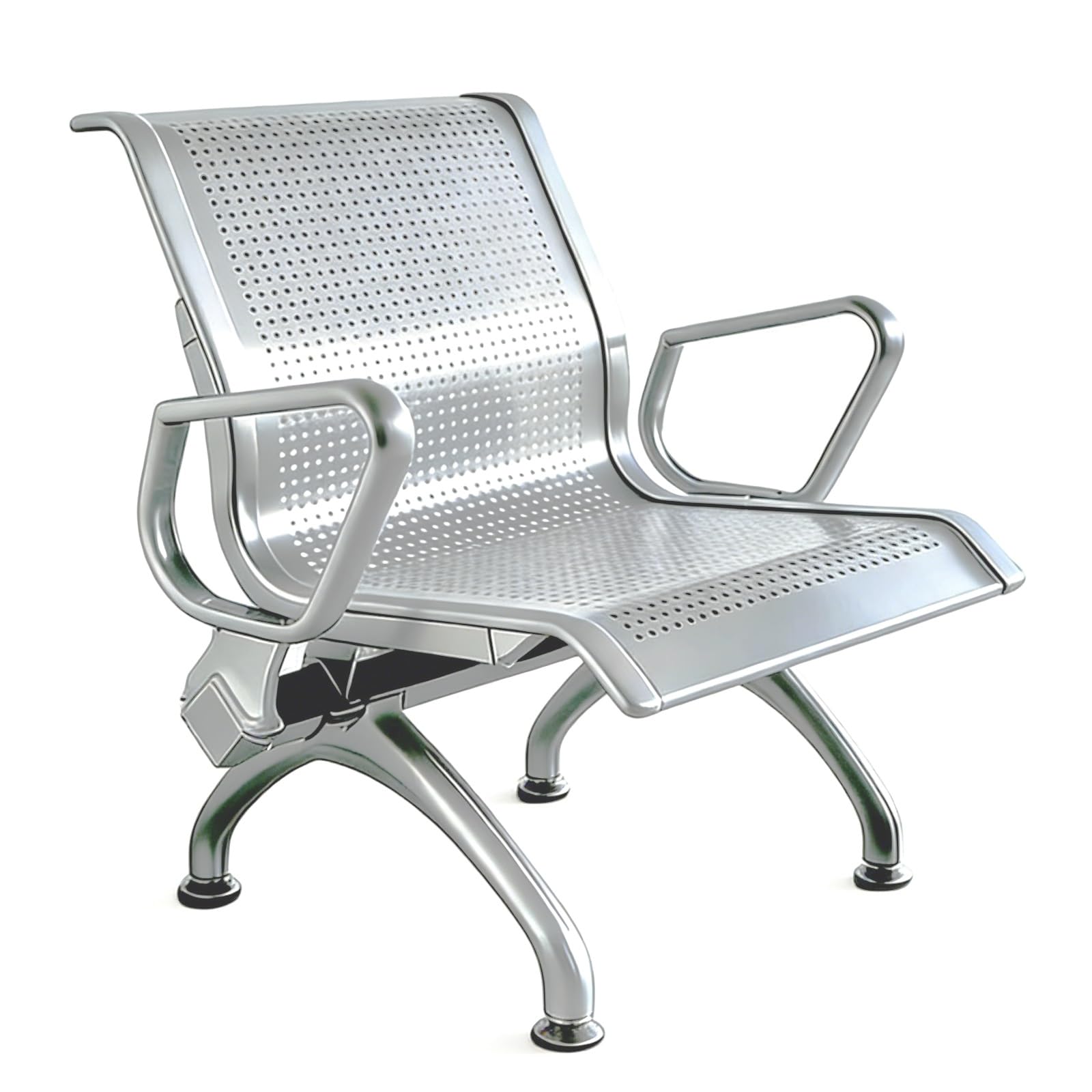 Silla individual de metal para hospital y oficina con acabado plateado premium 1
