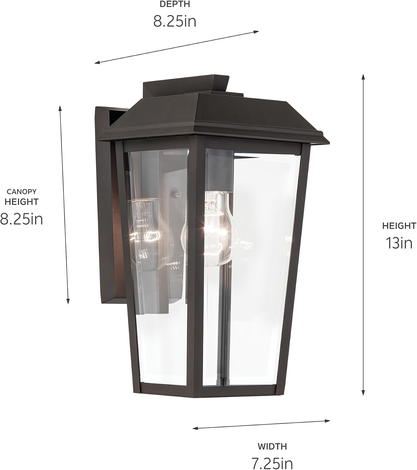 Kichler Mathus 1-Light Olde Bronze Luxe Updated Traditional Outdoor Wall Light with Clear Glass for Outdoor Walls, Exterior Doors, Garage, Porch or Patio Walls