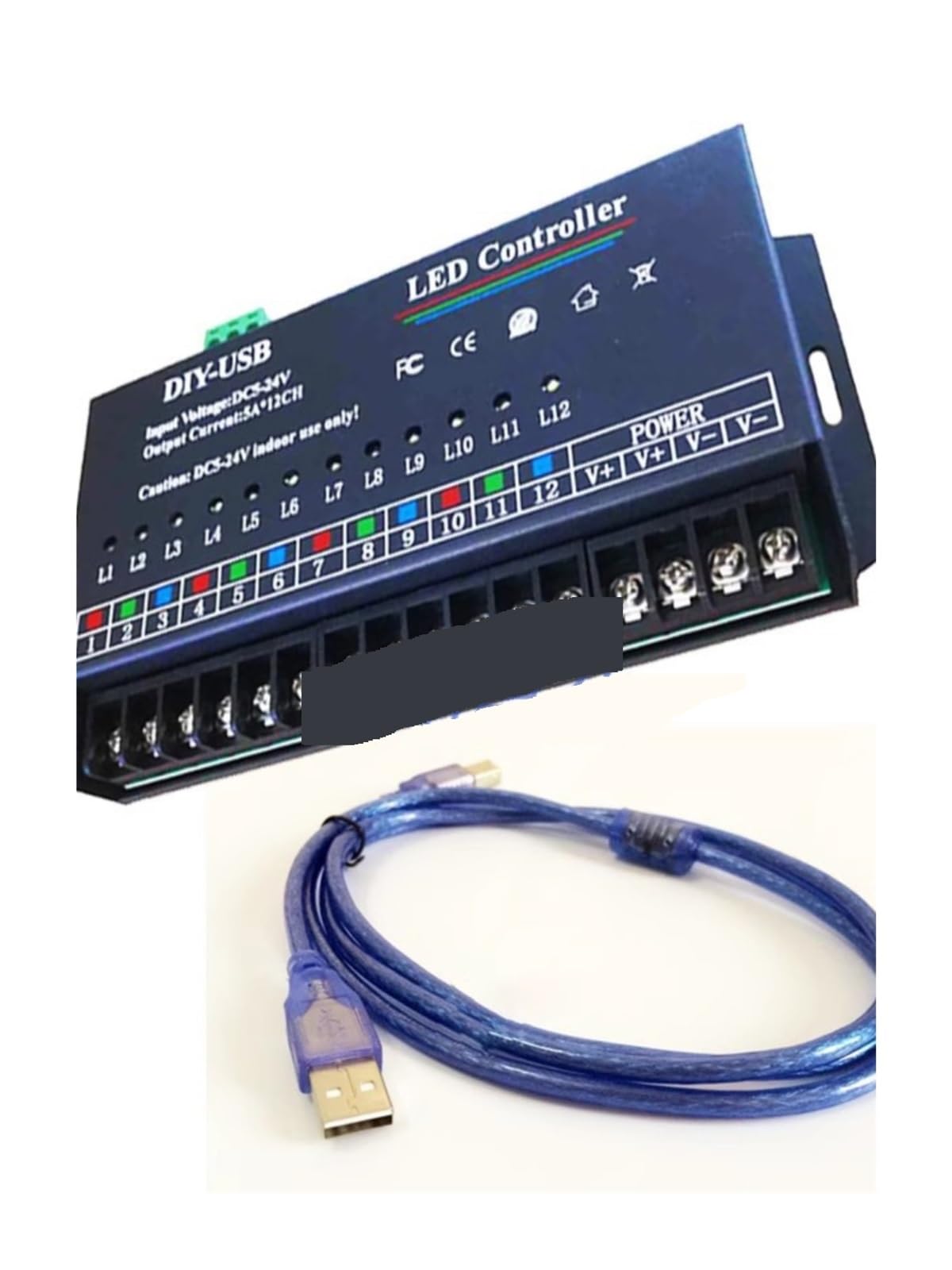 Controller programmabile USB fai da te a 12 canali, striscia luminosa LED monocromatica/RGB con gradiente di acqua che scorre e salta