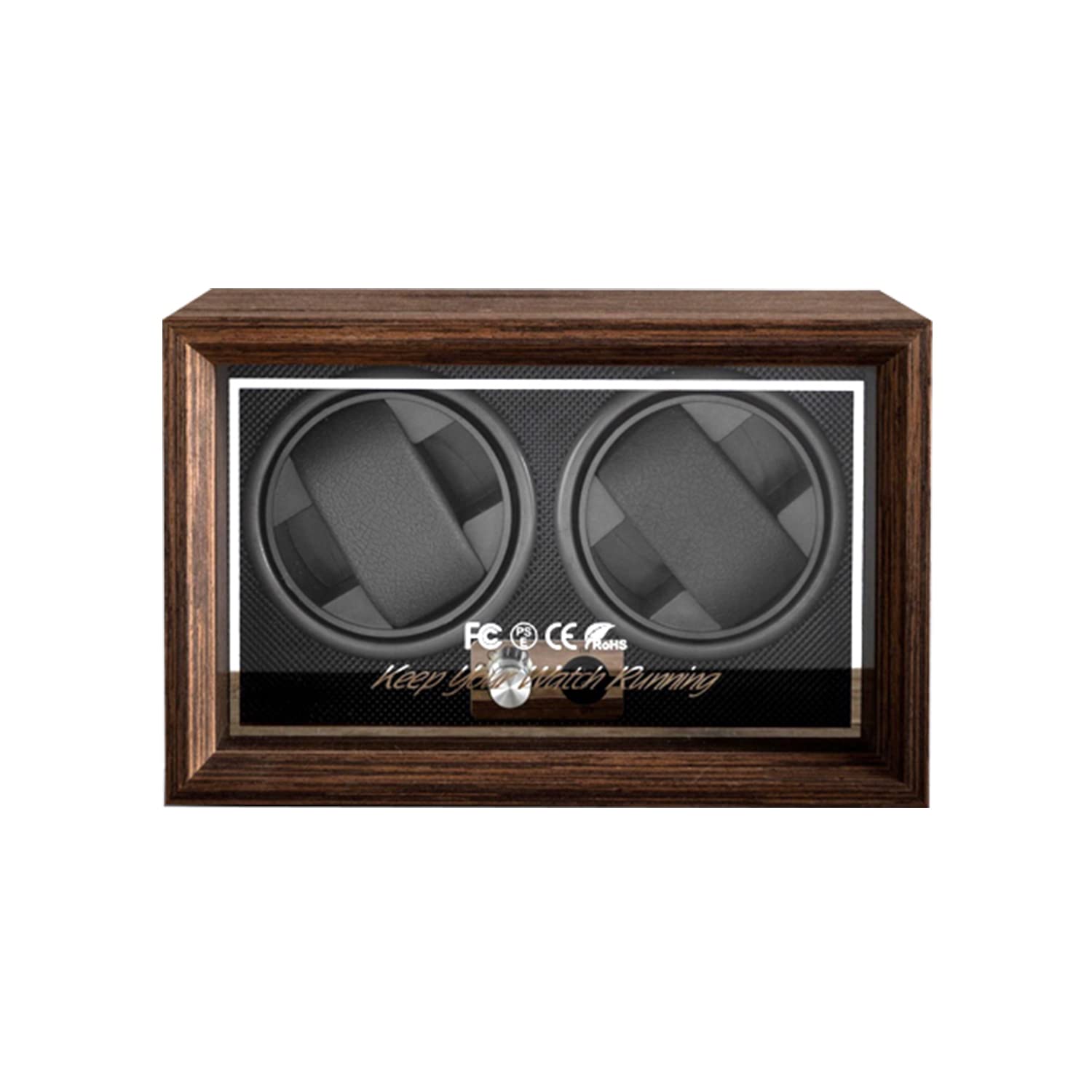 WYMAMJK Double Watch Winder for Automatic Watches with Quiet Japanese Marlboro Motor,5 Rotation Mode AC Adapter or USB Powered (Walnut Double)