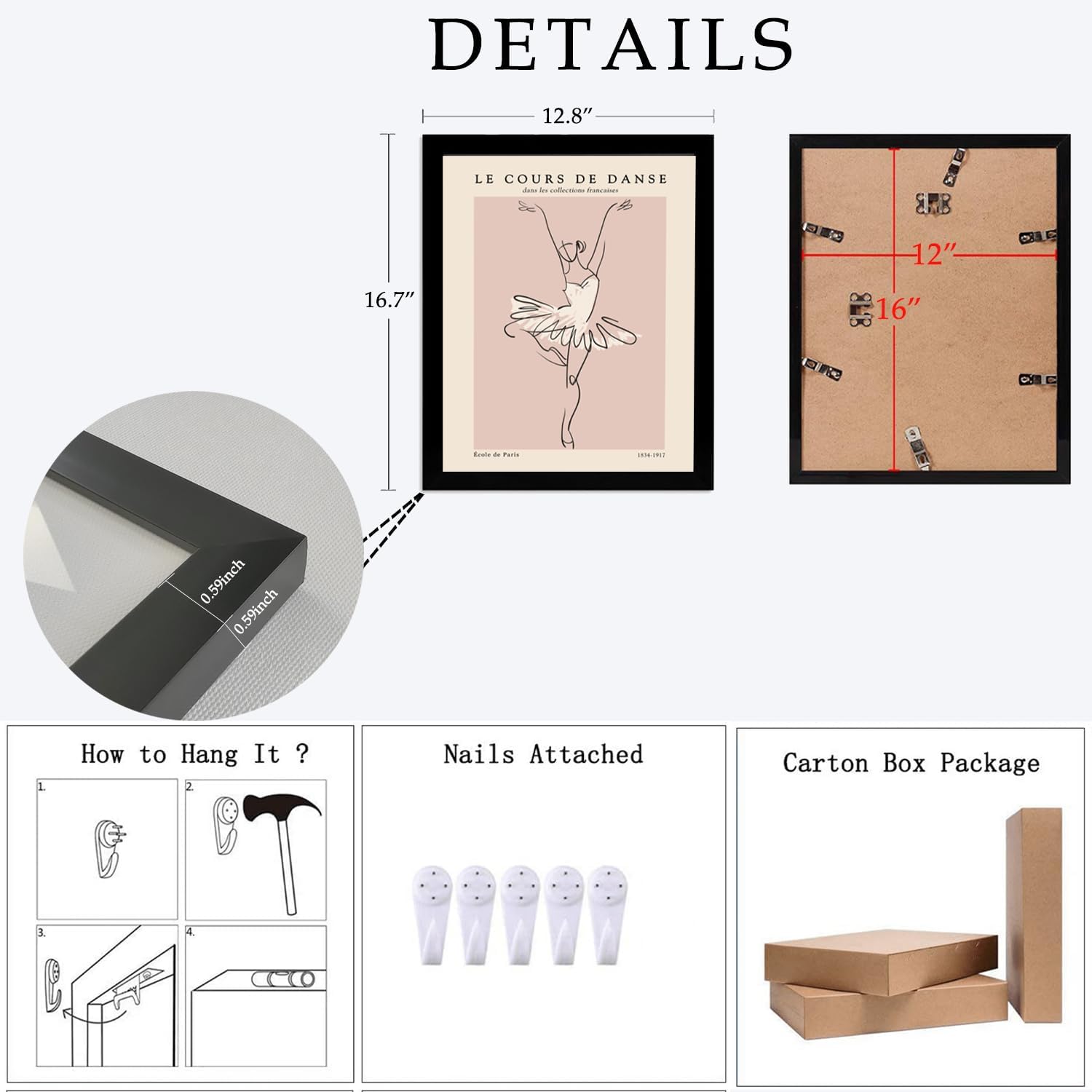 Black Framed Ballet France Exhibition Wall Art Prints Set of 2 Vintage Ballerina Canvas Posters Decor Nordic Aesthetic Art Painting Pictures for Girls Room Bedroom Gallery Decor with Framed