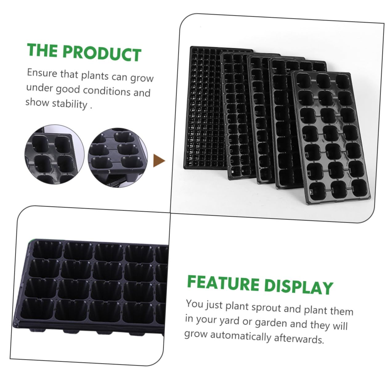 UPKOCH Lot de 10 Plateaux de Germination en Plastique Épaissi pour Semis, Kit de Culture de Plantes Résistant la Sécheresse, pour Jardinage Extérieur
