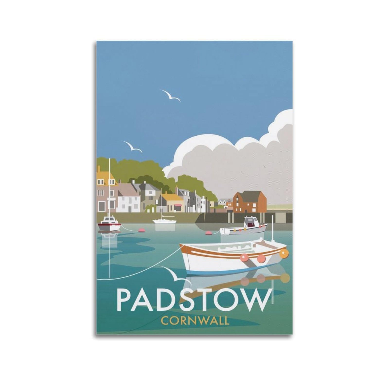DLJGDS Vintage Travel Poster PADSTOW CORNWALL Decorative Painting Canvas Wall Posters And Modern Family Bedroom Decor 12x18inch(30x45cm)