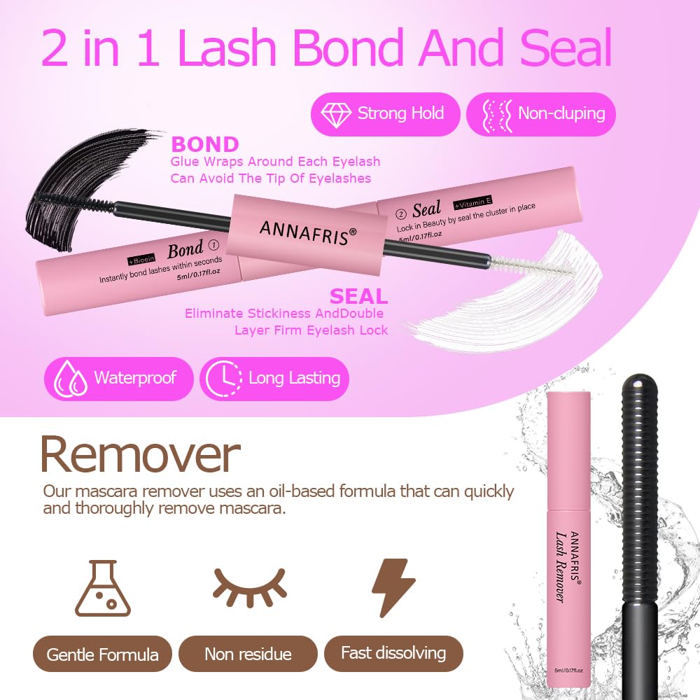 ANNAFRIS Ciglia Finte Ciuffetti Kit DIY Extension Ciglia Naturali Cluster Lashes con Pinze e Colla(BN,FD30)