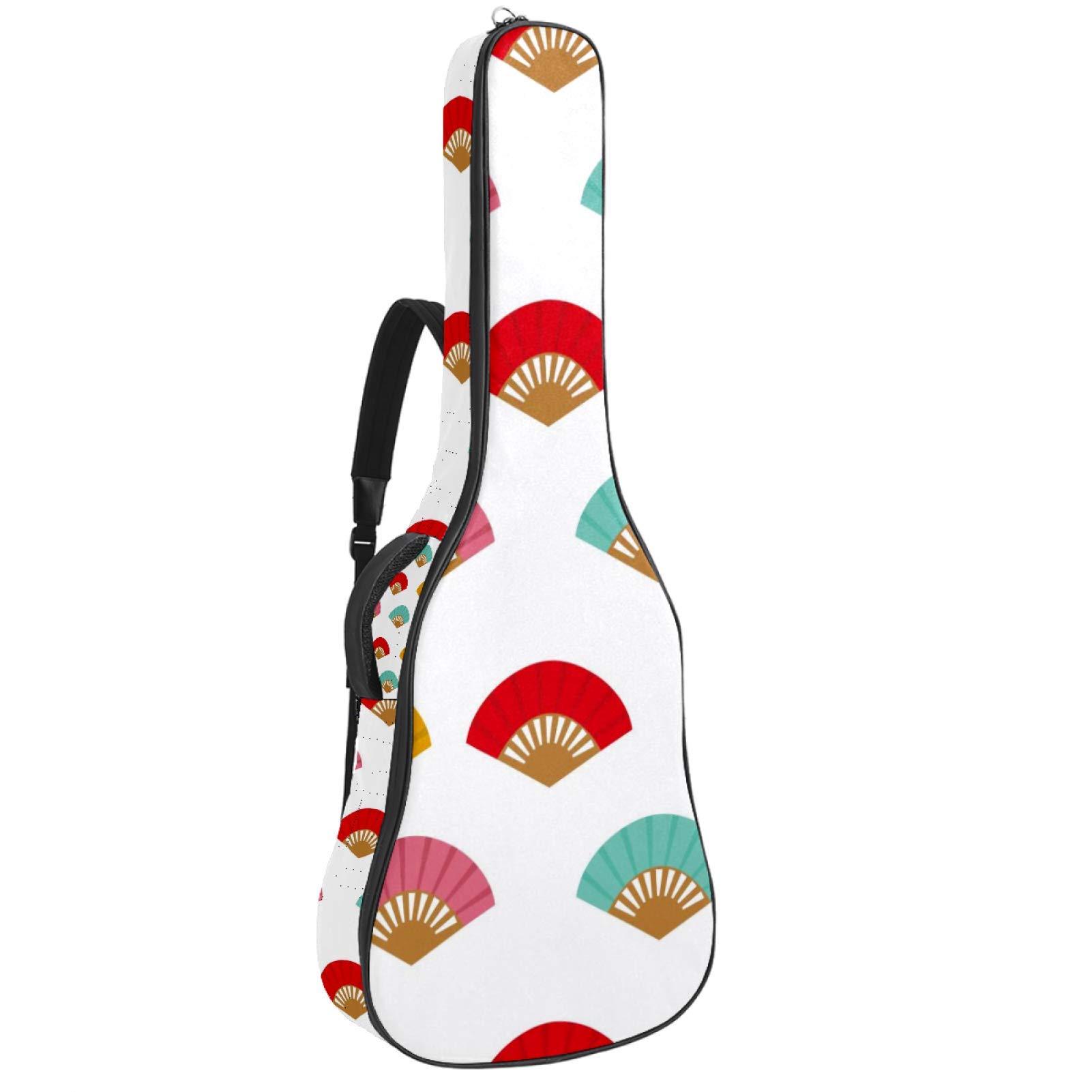 Bolsa para guitarra impermeable con cremallera suave para guitarra, bajo, acústico y clásico, para guitarra eléctrica, diseño de abanico español, azul, rojo, rosa, amarillo
