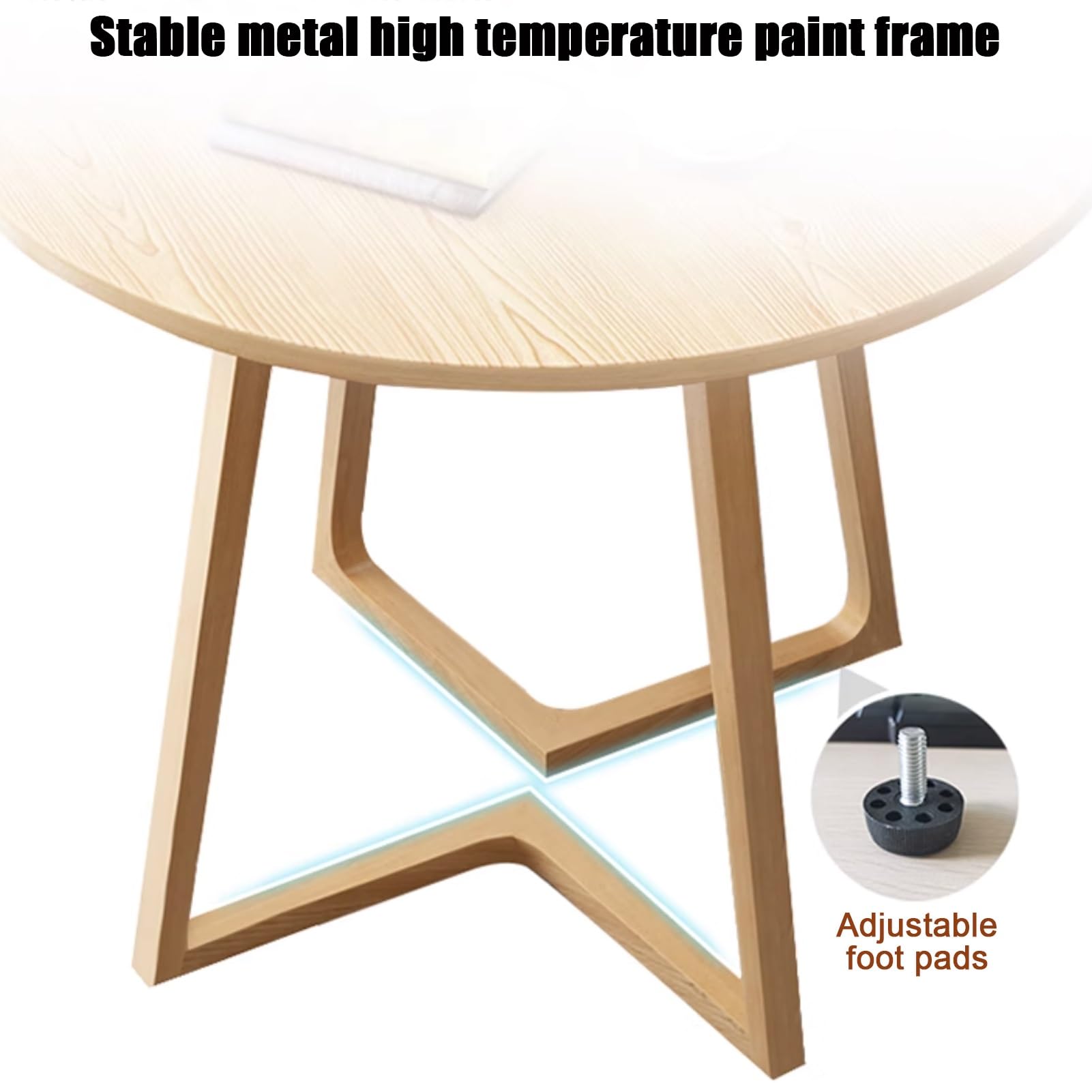 Ensemble Table et chaises Rondes pour 4 Personnes, Pieds en métal Marron, Gain de Place, 90 cm (35,4 Pouces).