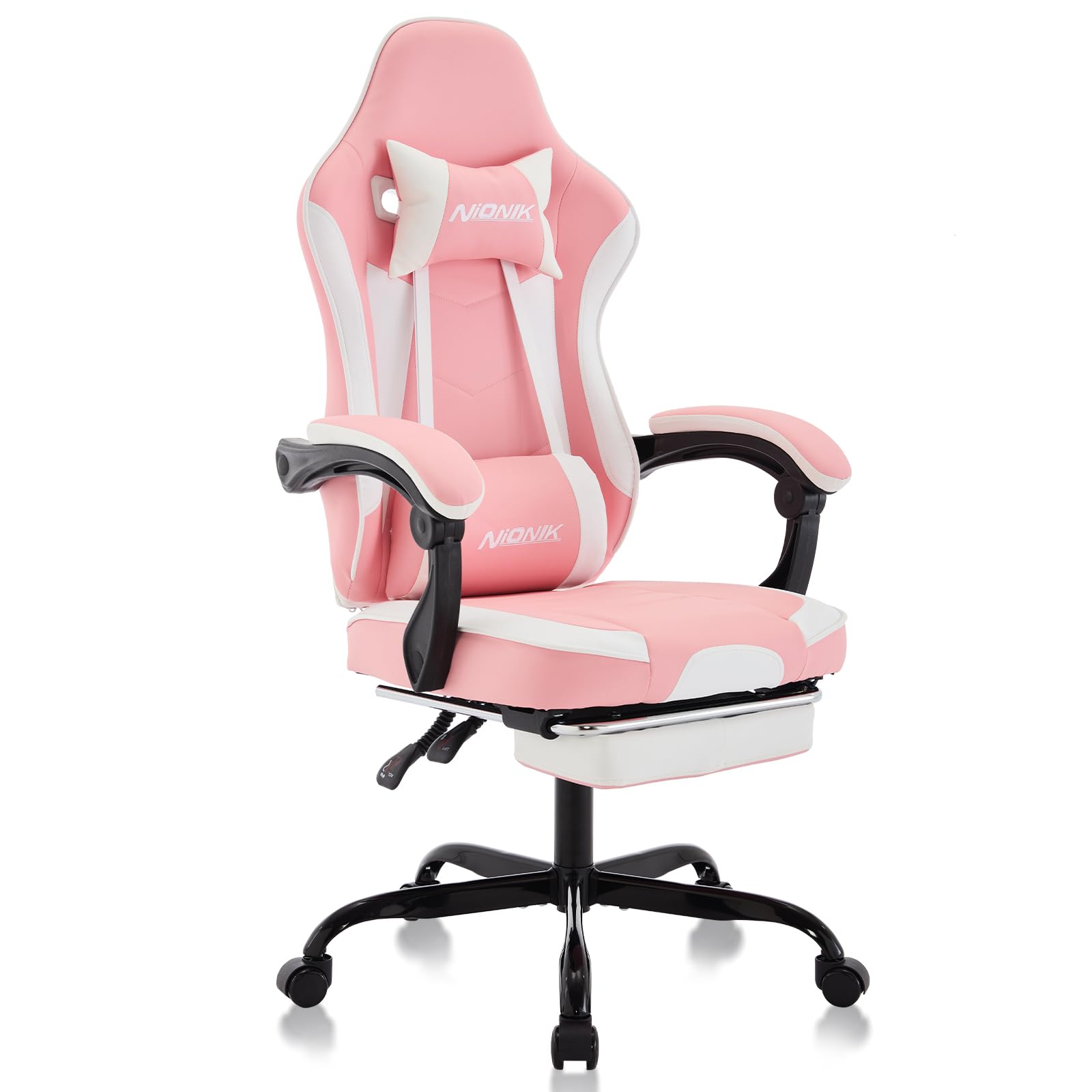 Amazon.co.jp: NIONIK ゲーミングチェア オットマン付き デスク