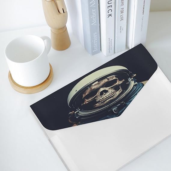 A4 Plastic Envelopes with Snap Closure Movie Aesthetic Skull Plastic Folders for Document Letter Size Poly Folders Reusable File Bags for Office Home Work Supplies