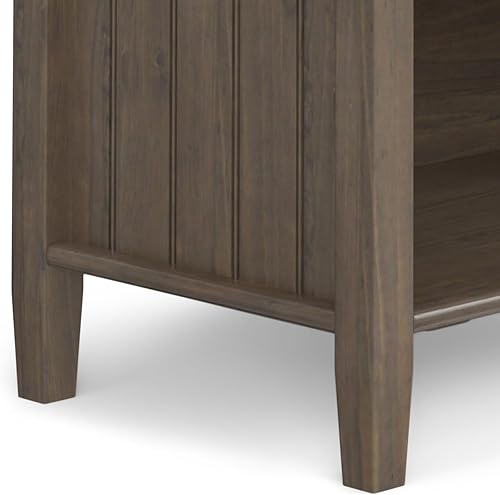 Miniatura 12 de SIMPLIHOME Lev Mesita de noche de transición de madera maciza de 24 pulgadas de ancho, color marrón ahumado, para sala de estar y dormitorio