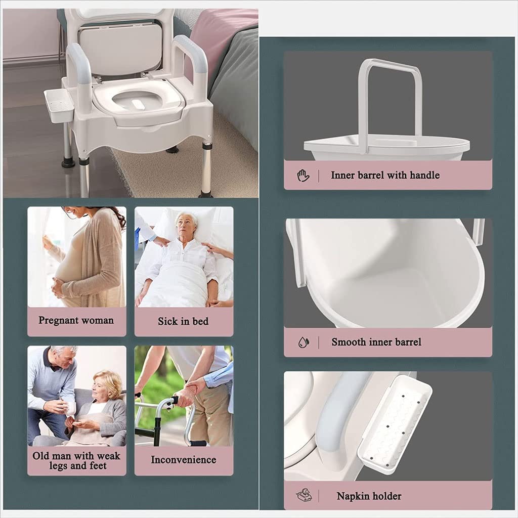 Składana Komoda/Krzesełko Pod Prysznic Przyłocenice Krzesełko Krzesło, Regulowane Wysokość Krzesło, krzesło toaletowe z podłokietnikami do łazienki, antypoślizgowe krzesło prysznicowe, max 300 kg Krze