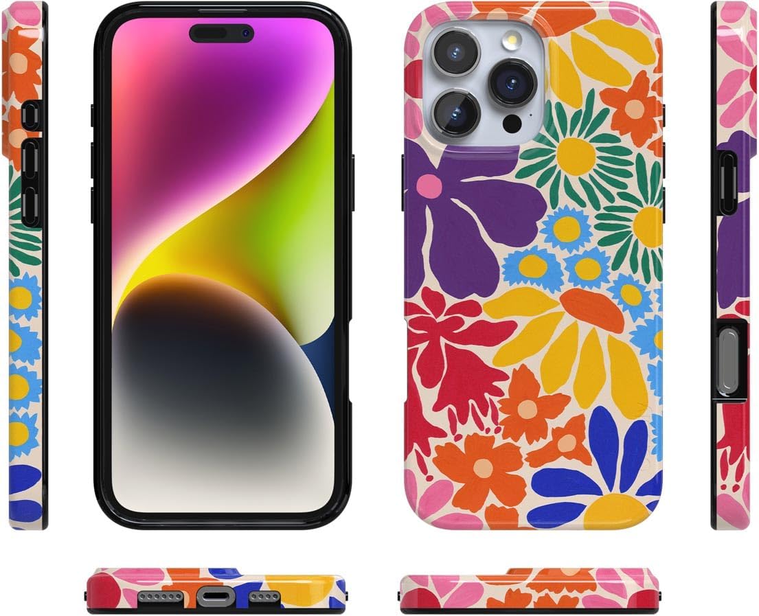 Casely iPhone 16 Pro Case | Flower Patch | Multi-Color Floral | Compatible with MagSafe | Classic Ultra Slim Design