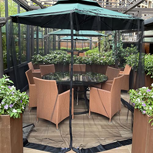 Mosquito Nets,Polyester Mesh Net Screen,Universal Canopy Net With Zipper Door And Adjustable Rope,Fits 8-10Ft Outdoor Umbrellas And Patio Tables. (Black) #TOP6