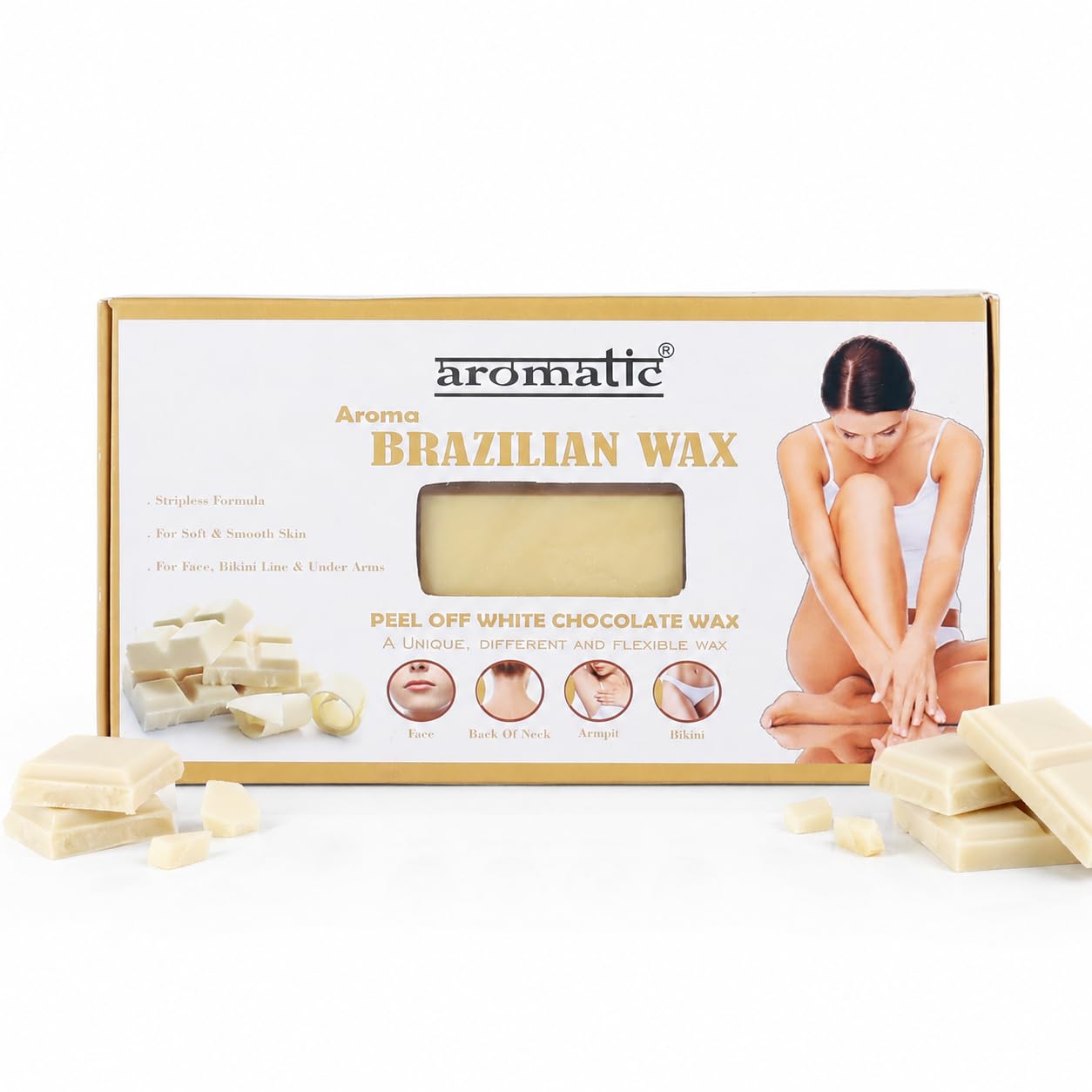 Aromatic Brazilian White Chocolate Stripless Peel-Off Wax, 500 g | Stripless peel-off wax for face, underarms and bikini line, with flexible application and a soft, smooth skin feel.-picture-25