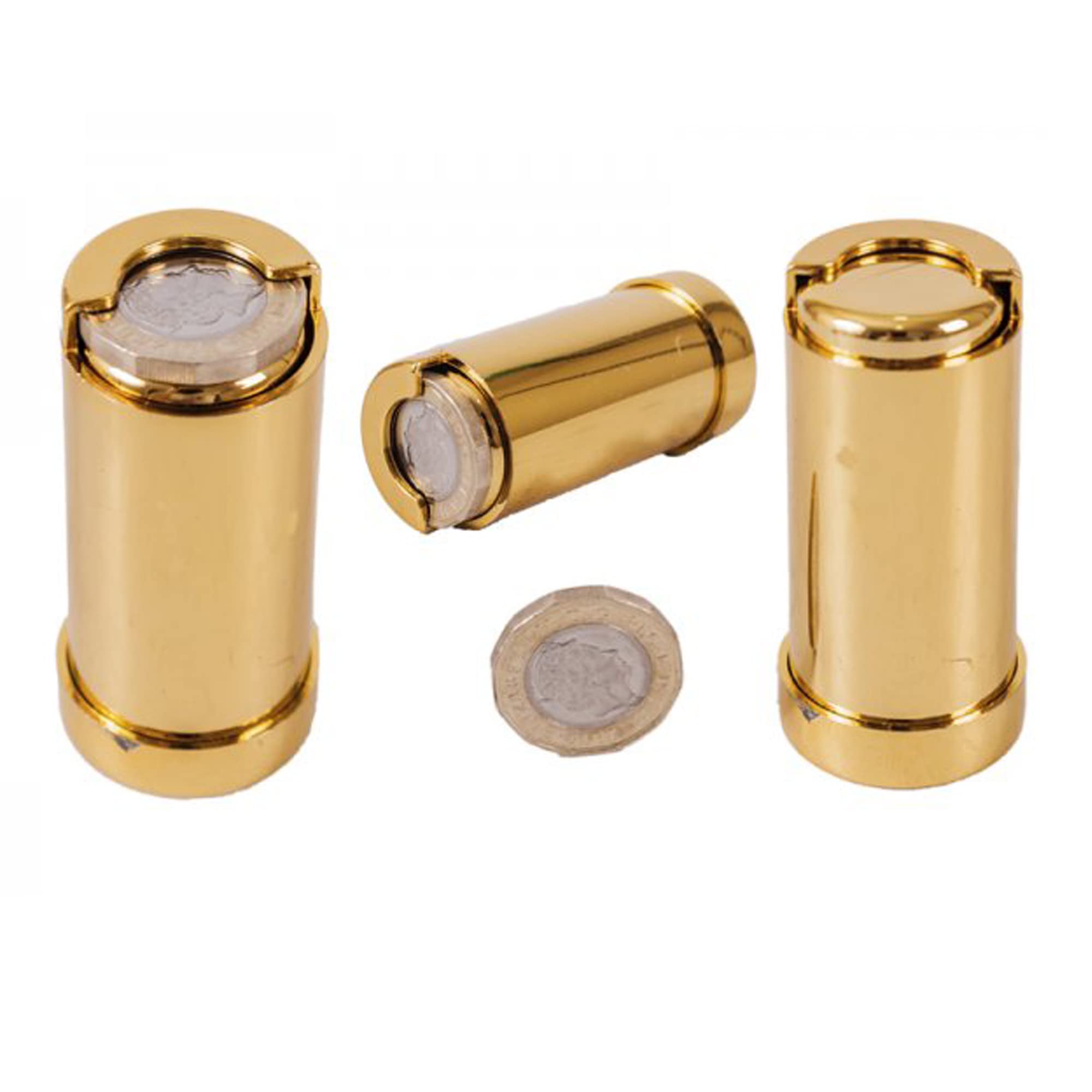 Silver Rock Coin Holder -£1 Pound Coin Holder Features -Spring Activated and Holds 15 £1 Coins -A Neat and Practical Way to Carry Your £1 Coins. -Ideal for Holidays, Car Park Money etc. (Gold), S