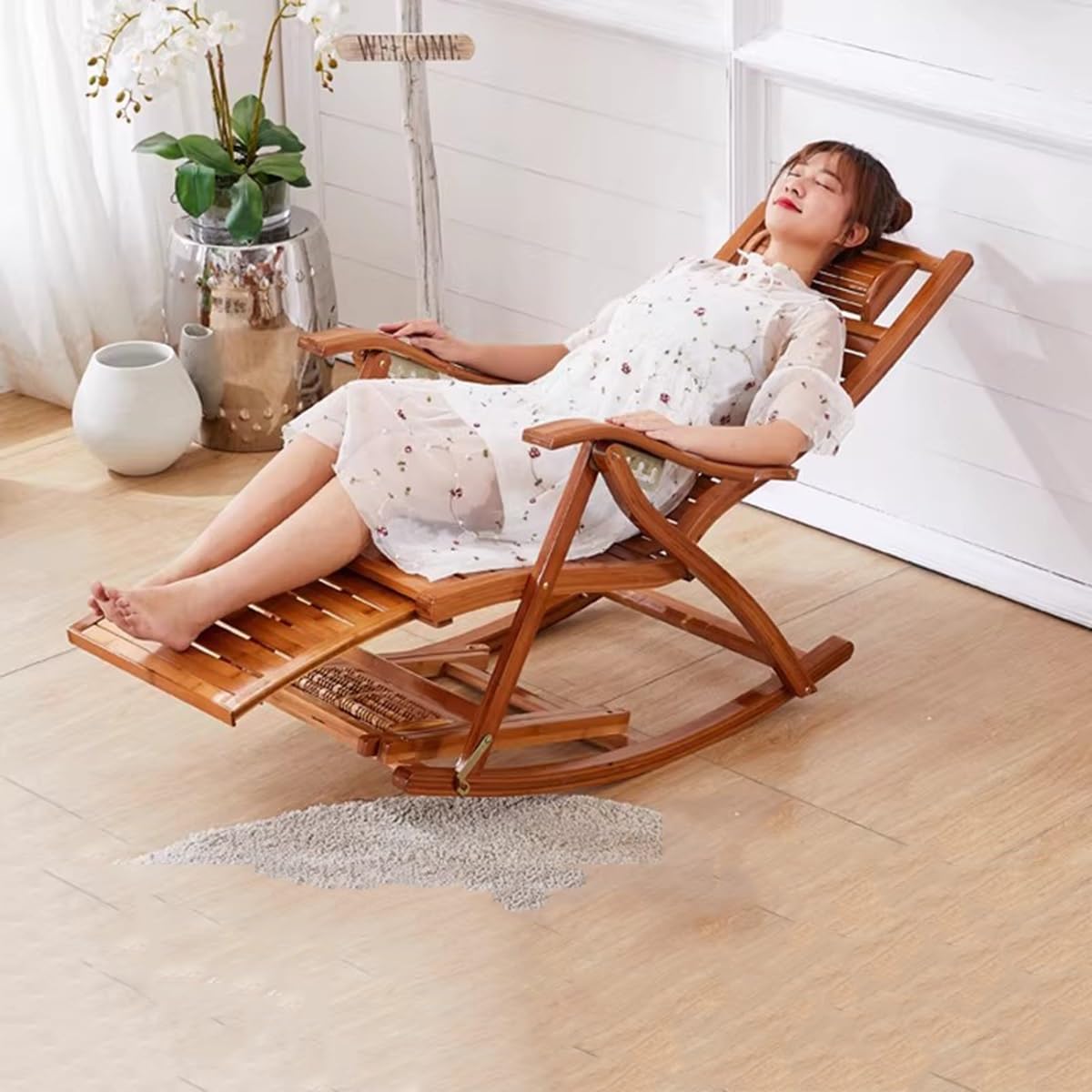 Genérico Mecedora tapizada Gris Ajustable con Cojines – Reclinable de 6 velocidades, Silla Plegable portátil para Camping, Ideal para Relajarse en Interiores y Exteriores.