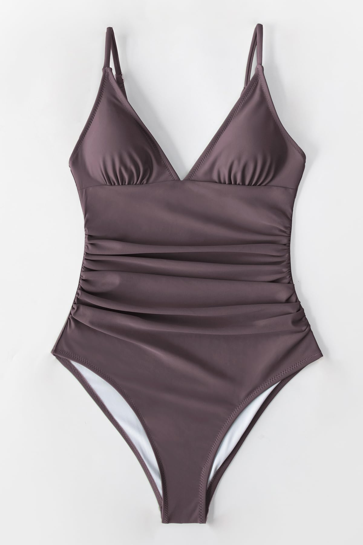 CUPSHE Costume da bagno intero da donna con scollo a V profondo con spalline regolabili Costume da bagno arricciato sul davanti e sulla schiena bassa - 5