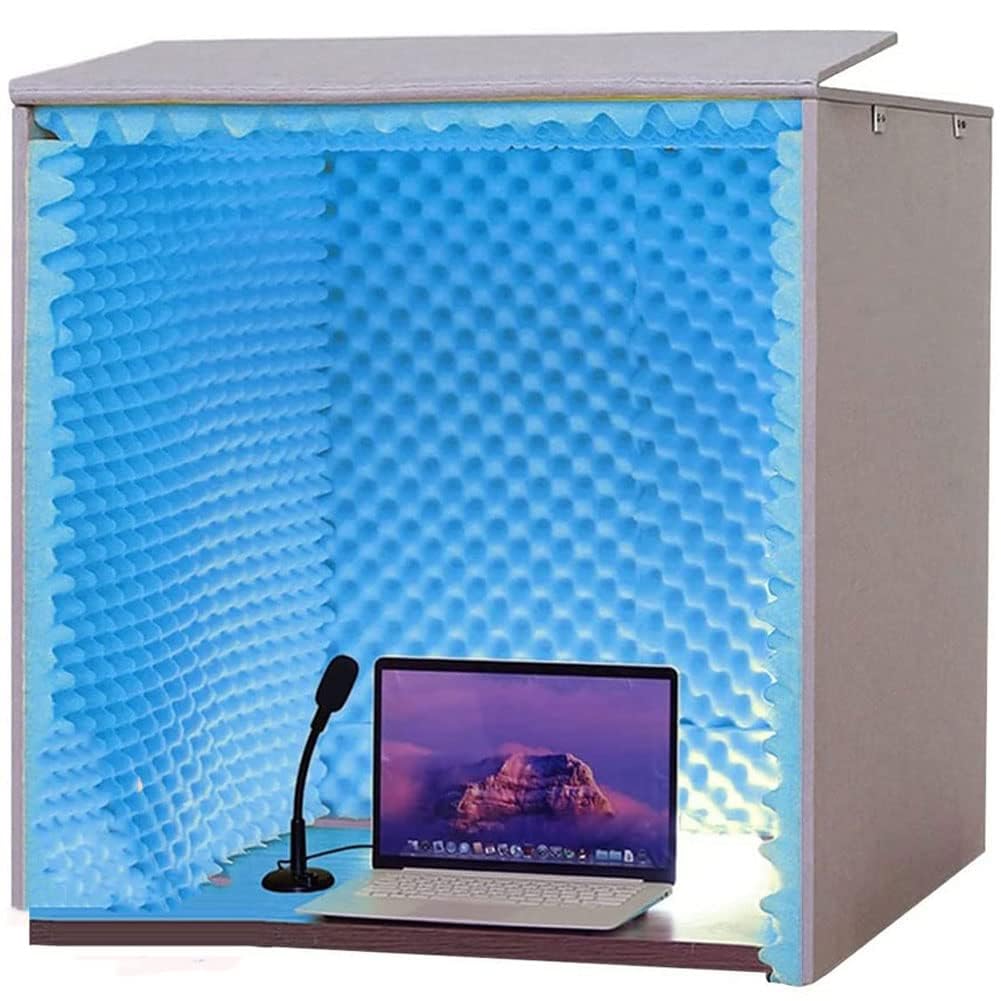 Cabina insonorizzata Portatile, Pannelli in Schiuma fonoisolante, Schermo fonoassorbente vocale, Pannello in Schiuma Acustica fonoassorbente per Microfono,Blu