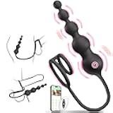 Anal Beads Couples Male Adult Sex Toys - Vibrating Anal Butt Plug with Cock Ring, Strap On Anal Dildo, Remote Control APP Prostate Massager Penis Ring Vibrator with 9 Vibrations, HNNPY Sex Toy for Men