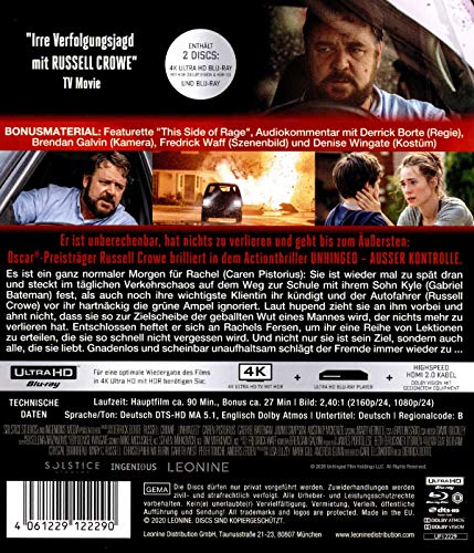 Unhinged: Ausser Kontrolle – 4K Blu-ray (UHD + Blu-ray Disc)