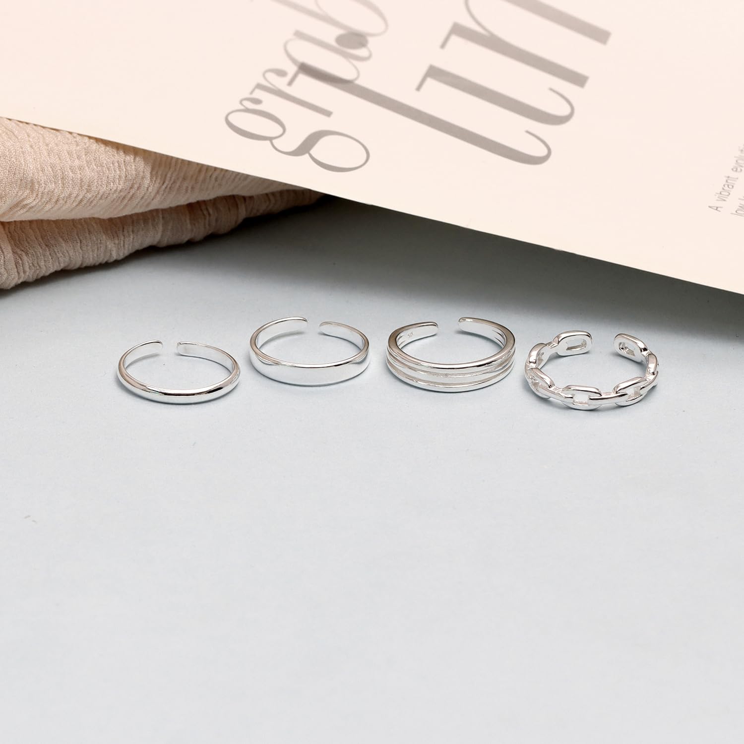 LeCalla Set di anelli da punta aperta in argento 925 per donna Anelli da punta regolabili e minimalisti Gioielli da piede per la spiaggia estiva