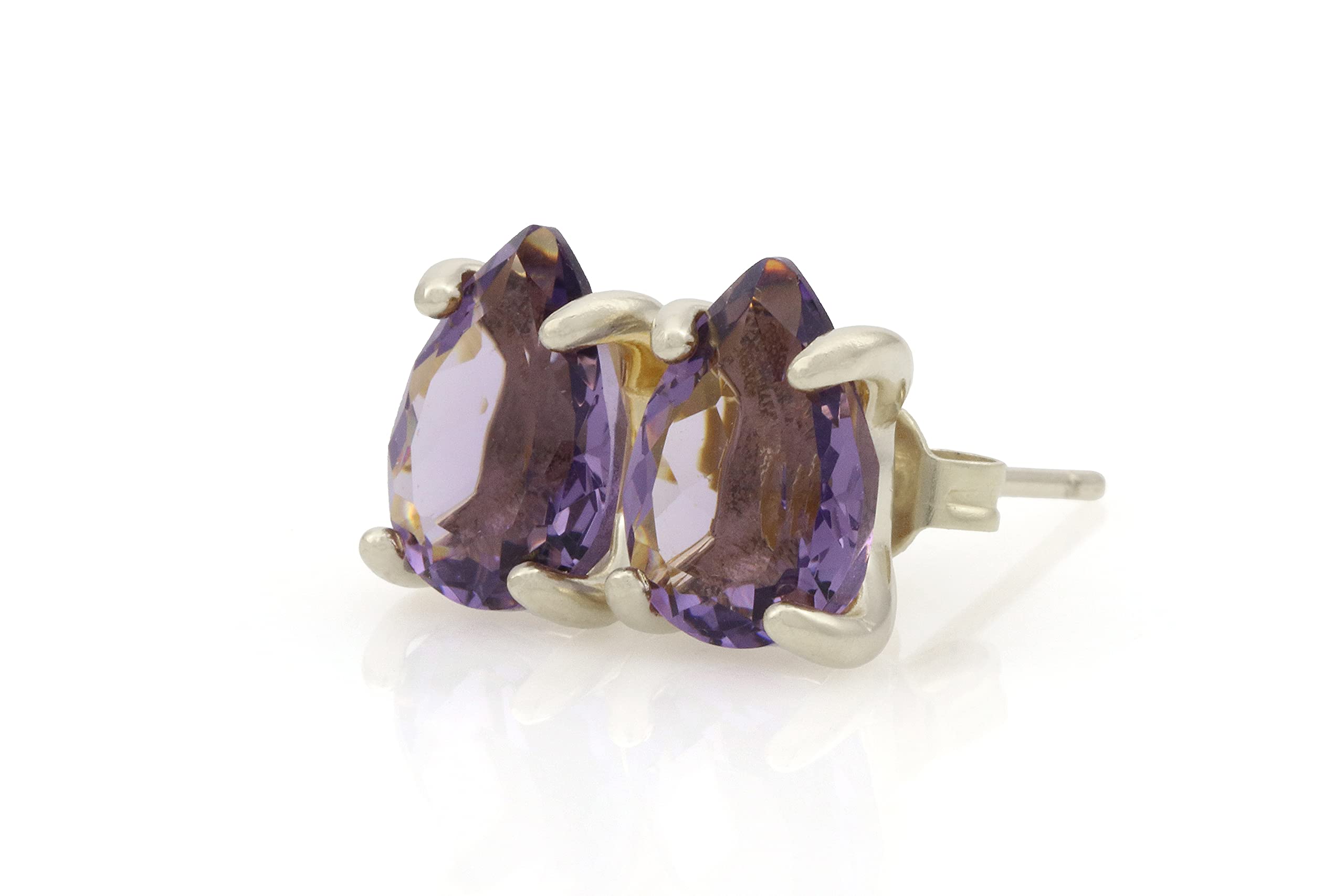 Boucles d'oreilles améthyste et argent Anémone en pierre de naissance - 8